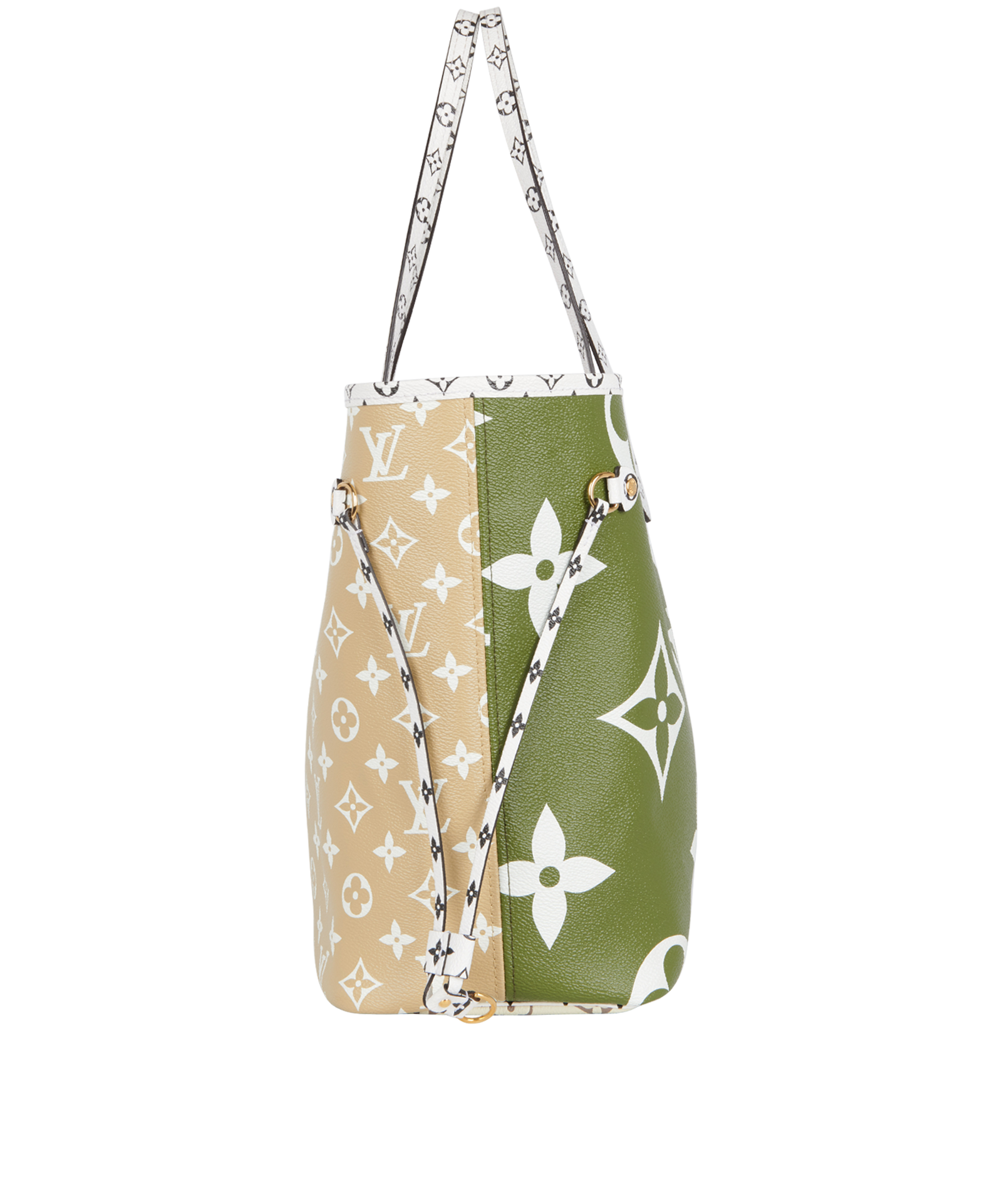 Neverfull MM, &pound;2,200, Handbags, Beige/Green, Canvas, Side view